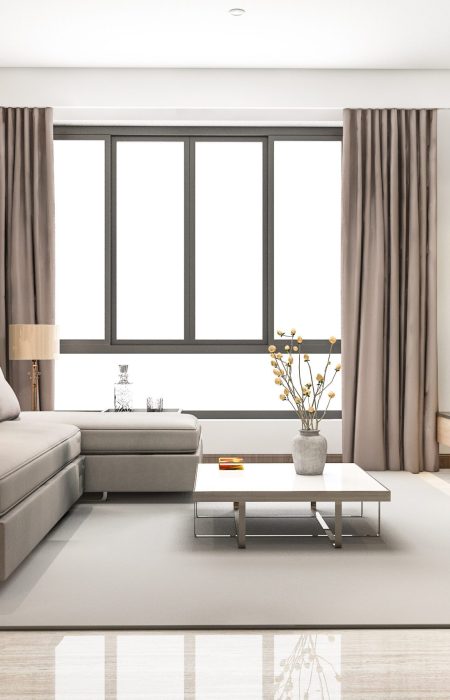 3d rendering loft luxury living room with bookshelf