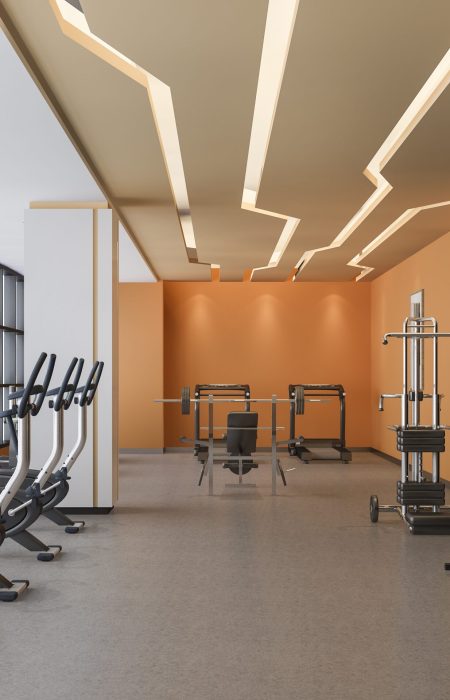 3d rendering modern orange loft gym and fitness